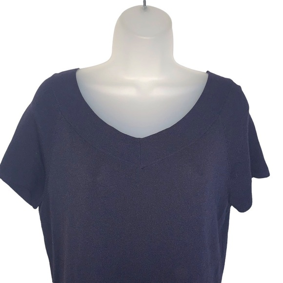 TALBOTS Black Basic Double V-Neck Short Sleeve Rayon Top Size Large - Picture 5 of 12